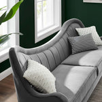 Cheshire Channel Tufted Performance Velvet Sofa in Gray