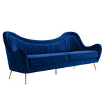 Cheshire Channel Tufted Performance Velvet Sofa in Navy