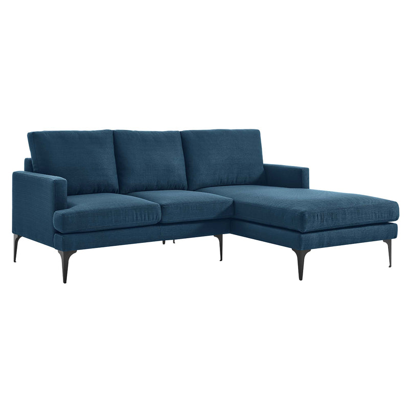 Evermore Right-Facing Upholstered Fabric Sectional Sofa in Azure