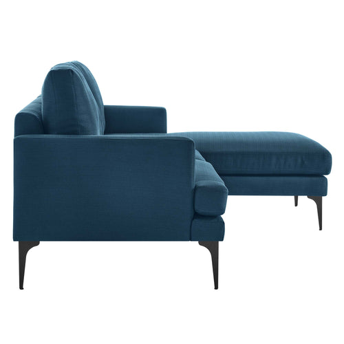 Evermore Right-Facing Upholstered Fabric Sectional Sofa in Azure