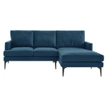 Evermore Right-Facing Upholstered Fabric Sectional Sofa in Azure