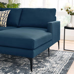 Evermore Right-Facing Upholstered Fabric Sectional Sofa in Azure