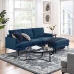Evermore Right-Facing Upholstered Fabric Sectional Sofa in Azure
