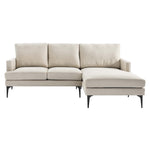 Evermore Right-Facing Upholstered Fabric Sectional Sofa in Beige