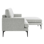 Evermore Right-Facing Upholstered Fabric Sectional Sofa in Light Gray