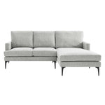 Evermore Right-Facing Upholstered Fabric Sectional Sofa in Light Gray