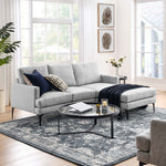 Evermore Right-Facing Upholstered Fabric Sectional Sofa in Light Gray
