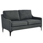 Corland Upholstered Fabric Loveseat in Charcoal