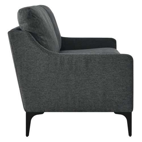 Corland Upholstered Fabric Loveseat in Charcoal