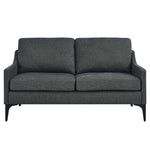 Corland Upholstered Fabric Loveseat in Charcoal