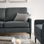 Corland Upholstered Fabric Loveseat in Charcoal