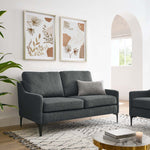 Corland Upholstered Fabric Loveseat in Charcoal