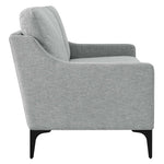 Corland Upholstered Fabric Loveseat in Light Gray