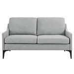Corland Upholstered Fabric Loveseat in Light Gray