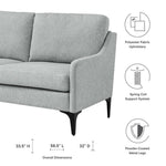 Corland Upholstered Fabric Loveseat in Light Gray