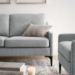 Corland Upholstered Fabric Loveseat in Light Gray
