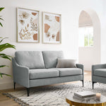 Corland Upholstered Fabric Loveseat in Light Gray