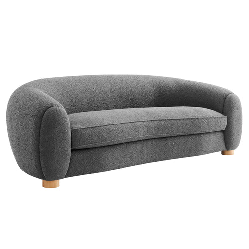Abundant Boucle Upholstered Fabric Sofa in Charcoal