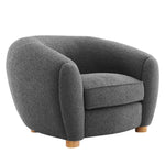 Abundant Boucle Upholstered Fabric Armchair in Charcoal