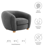 Abundant Boucle Upholstered Fabric Armchair in Charcoal