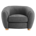 Abundant Boucle Upholstered Fabric Armchair in Charcoal