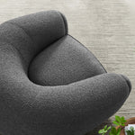 Abundant Boucle Upholstered Fabric Armchair in Charcoal