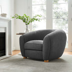Abundant Boucle Upholstered Fabric Armchair in Charcoal