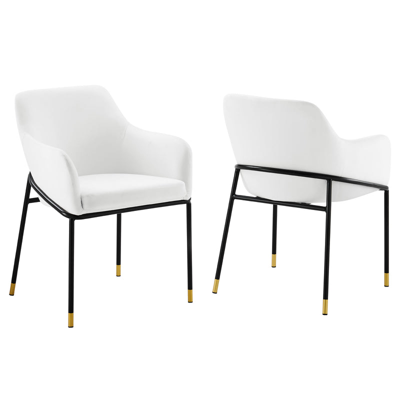 Jovi Performance Velvet Dining Armchair Set of 2 in Black White