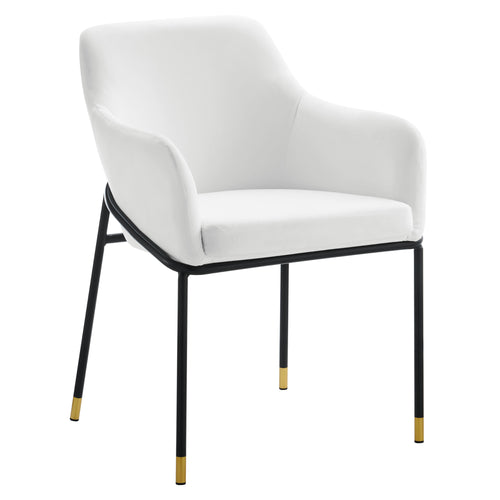 Jovi Performance Velvet Dining Armchair Set of 2 in Black White