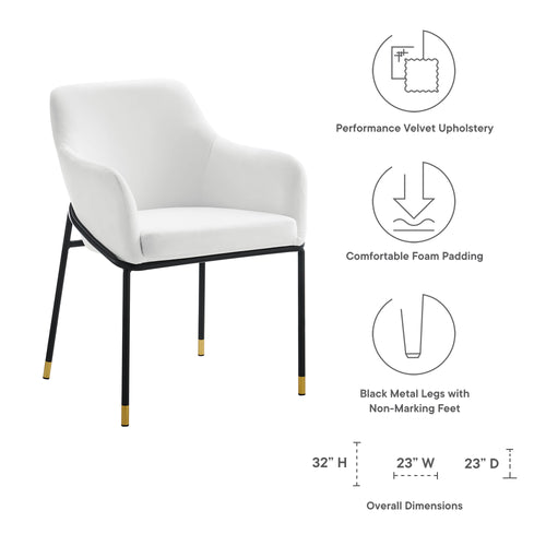 Jovi Performance Velvet Dining Armchair Set of 2 in Black White
