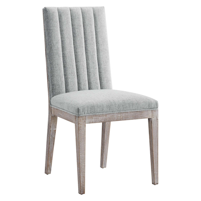 Maisonette French Vintage Tufted Fabric Fabric Dining Side Chair in Light Gray