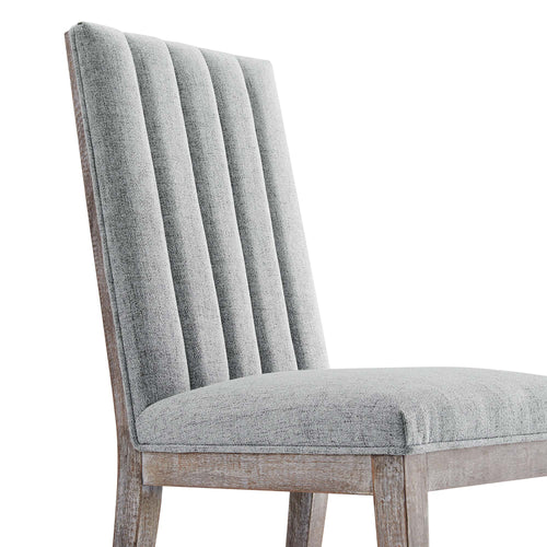Maisonette French Vintage Tufted Fabric Fabric Dining Side Chair in Light Gray