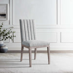 Maisonette French Vintage Tufted Fabric Fabric Dining Side Chair in Light Gray