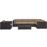 Corona 7 Piece Outdoor Patio Sectional Set in Espresso Mocha