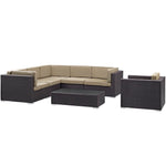 Corona 7 Piece Outdoor Patio Sectional Set in Espresso Mocha