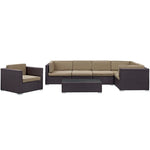 Corona 7 Piece Outdoor Patio Sectional Set in Espresso Mocha