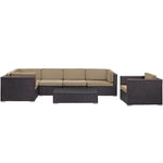 Corona 7 Piece Outdoor Patio Sectional Set in Espresso Mocha