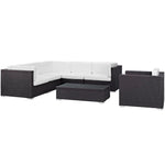 Corona 7 Piece Outdoor Patio Sectional Set in Espresso White