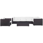 Corona 7 Piece Outdoor Patio Sectional Set in Espresso White