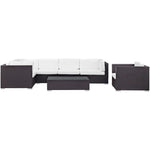 Corona 7 Piece Outdoor Patio Sectional Set in Espresso White