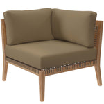 Clearwater 5-Piece Outdoor Patio Teak Wood Sectional Sofa in Gray Light Brown