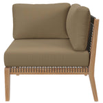 Clearwater 5-Piece Outdoor Patio Teak Wood Sectional Sofa in Gray Light Brown