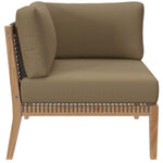Clearwater 5-Piece Outdoor Patio Teak Wood Sectional Sofa in Gray Light Brown