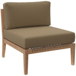 Clearwater 5-Piece Outdoor Patio Teak Wood Sectional Sofa in Gray Light Brown