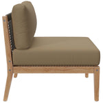 Clearwater 5-Piece Outdoor Patio Teak Wood Sectional Sofa in Gray Light Brown