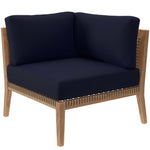 Clearwater 5-Piece Outdoor Patio Teak Wood Sectional Sofa in Gray Navy