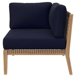 Clearwater 5-Piece Outdoor Patio Teak Wood Sectional Sofa in Gray Navy