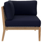 Clearwater 5-Piece Outdoor Patio Teak Wood Sectional Sofa in Gray Navy