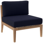 Clearwater 5-Piece Outdoor Patio Teak Wood Sectional Sofa in Gray Navy