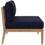 Clearwater 5-Piece Outdoor Patio Teak Wood Sectional Sofa in Gray Navy